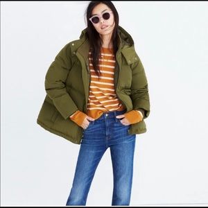 Madewell Green Quilted Down Puffer Parka-Oversized